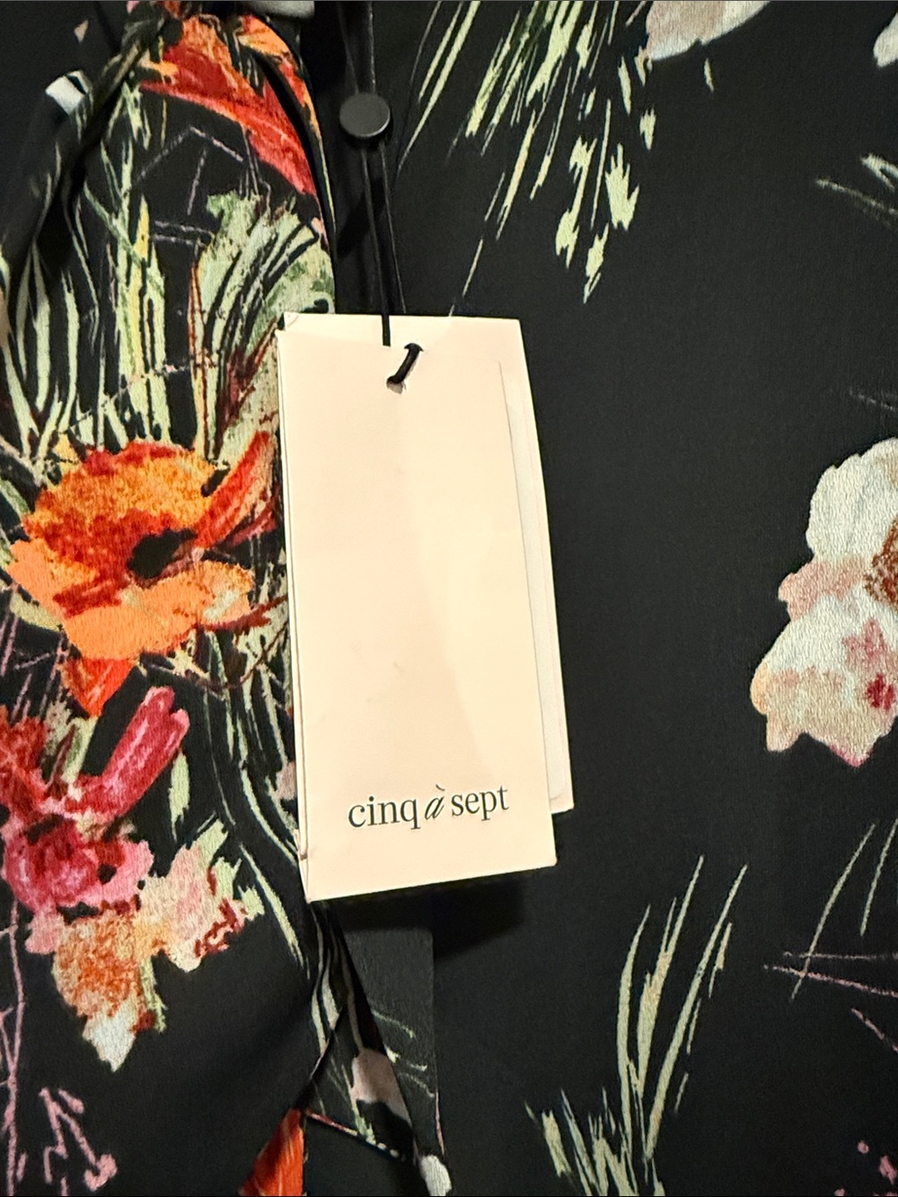 cinq a sept Black Floral Long-Sleeve Pleated Hem Dress - Picture 7 of 9
